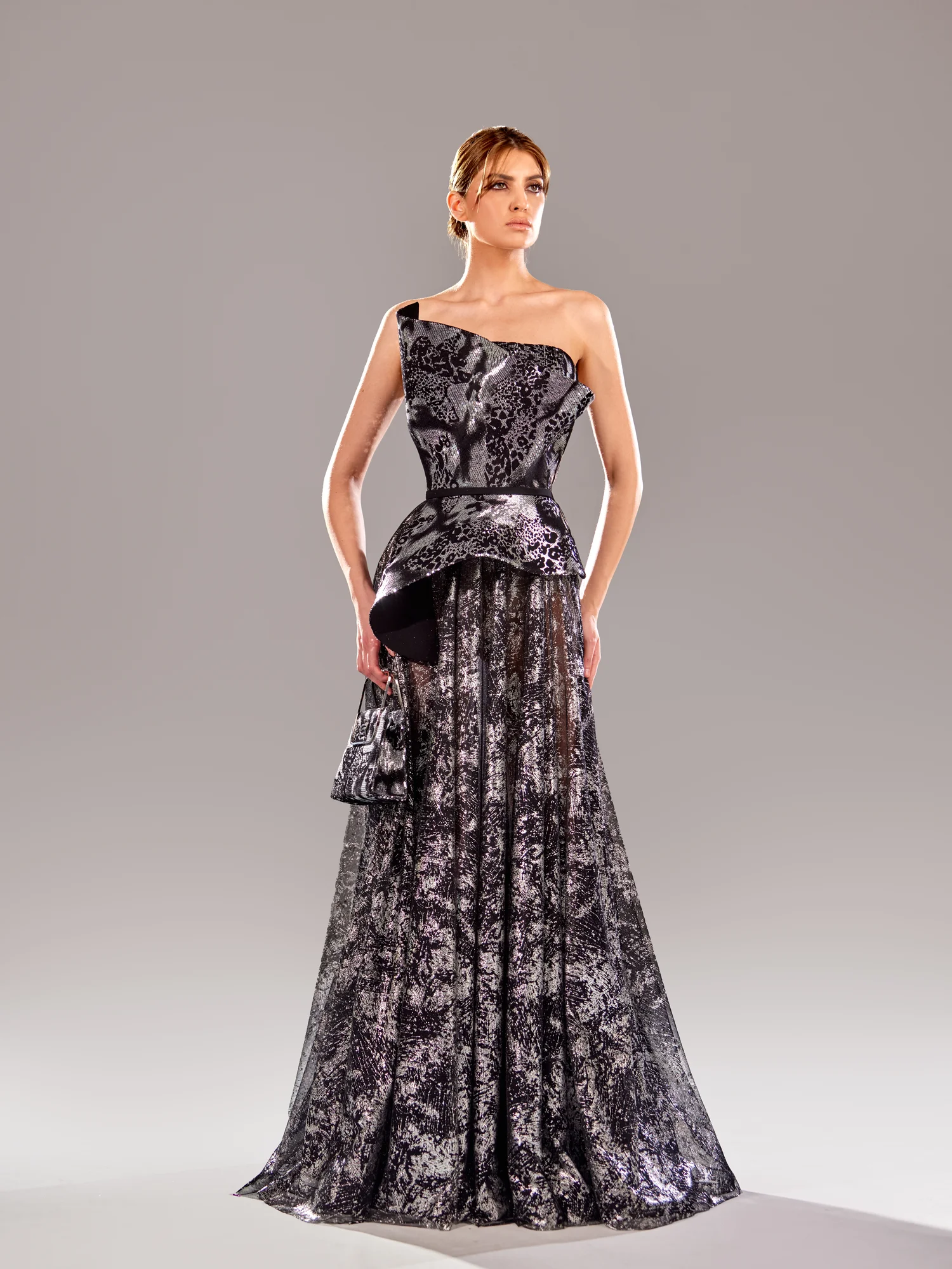 SS 109- Off Shoulder Black And SilverBlack US 01