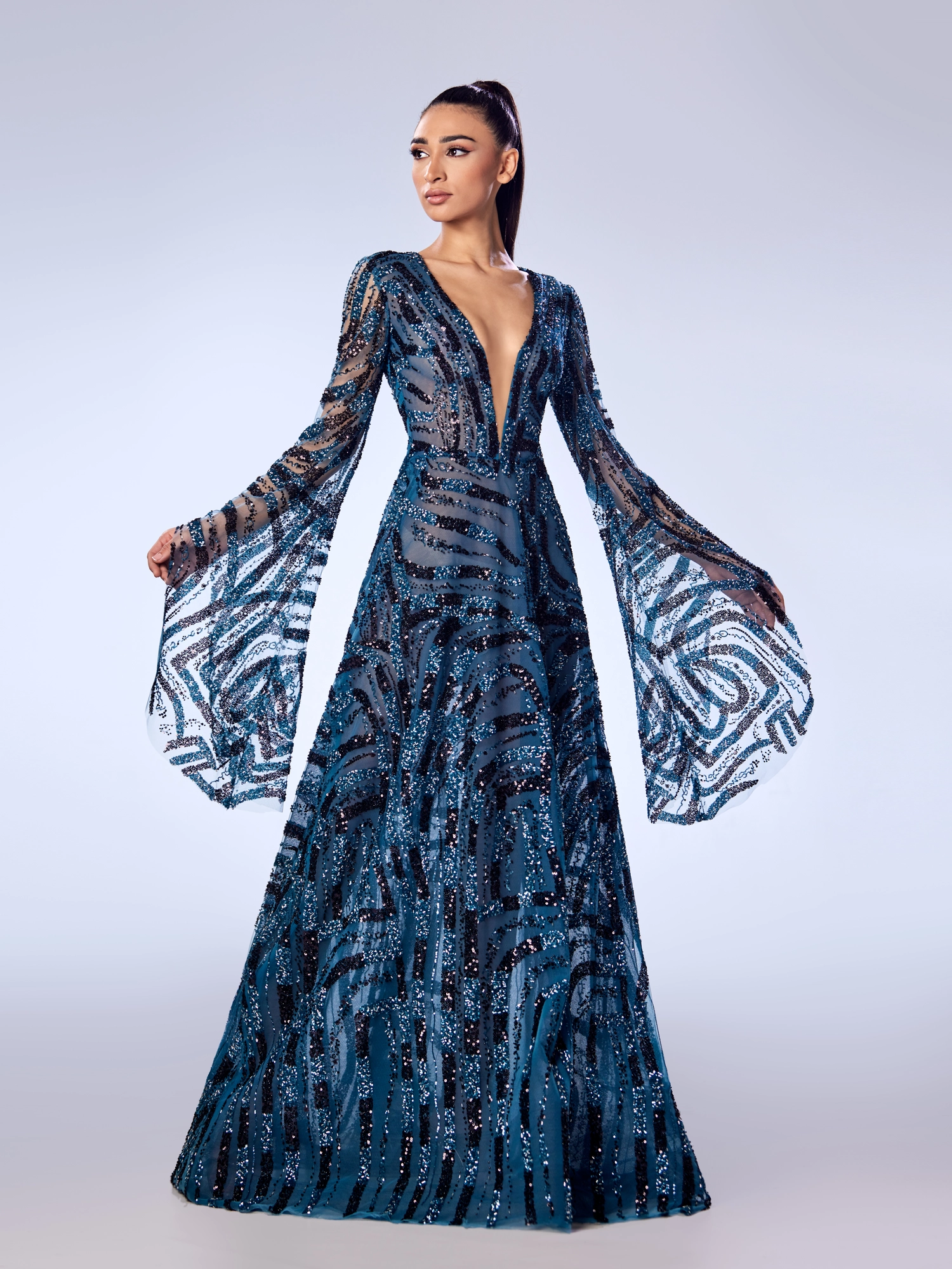 FW49 -Beaded Tulle GownEmerald US 01