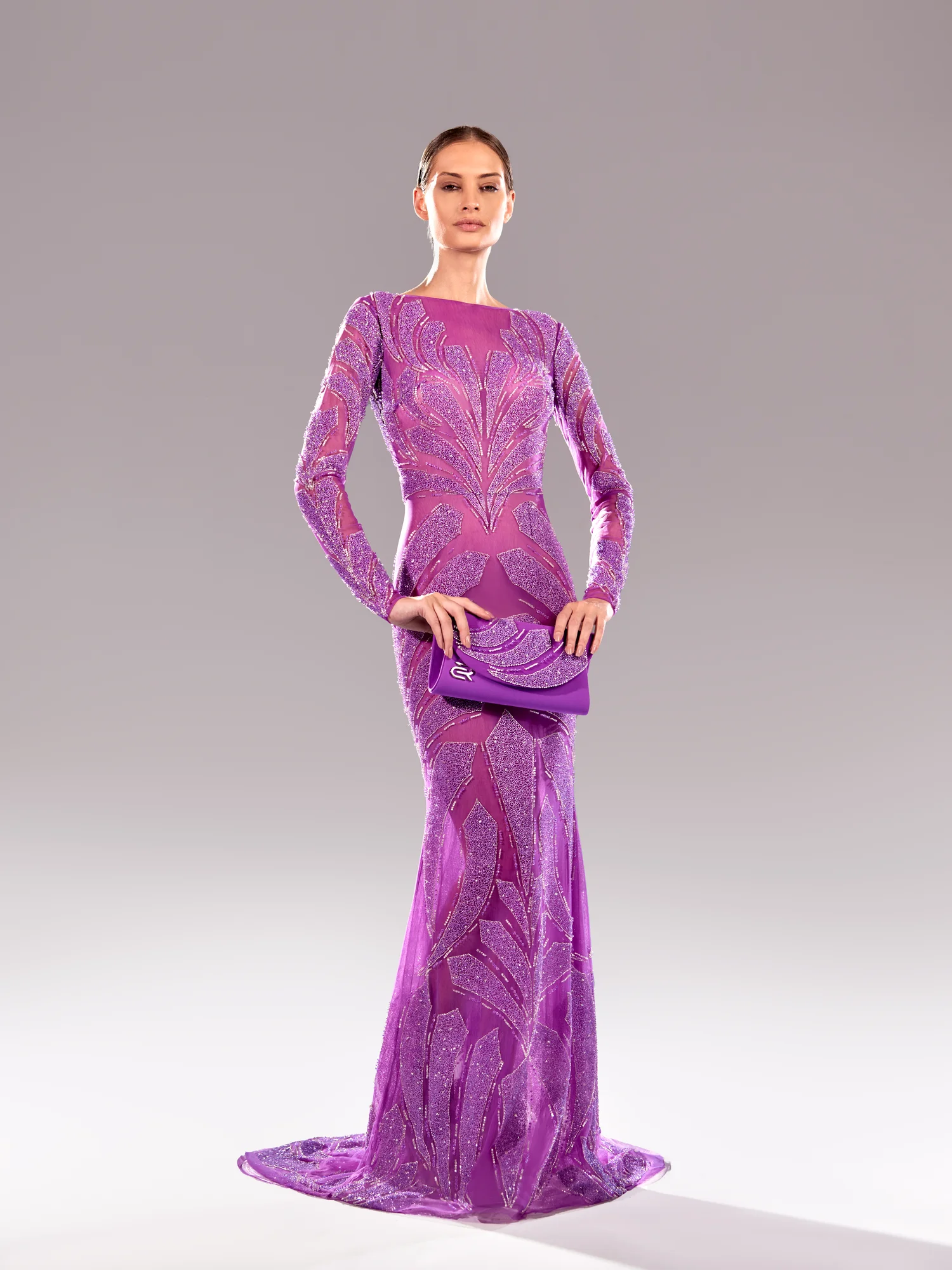 SS 81-Beads White Crystal Mermaid SkirtRoyal Purple US 01