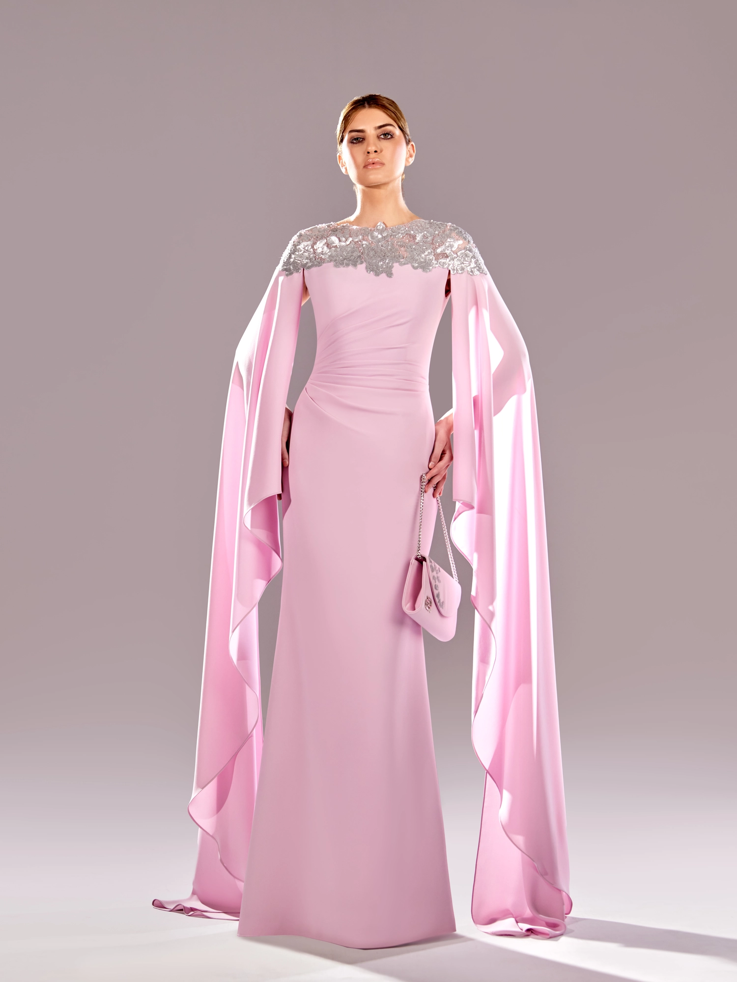 SS 93 - Cap Sleeves Silver BeadsPink US 01